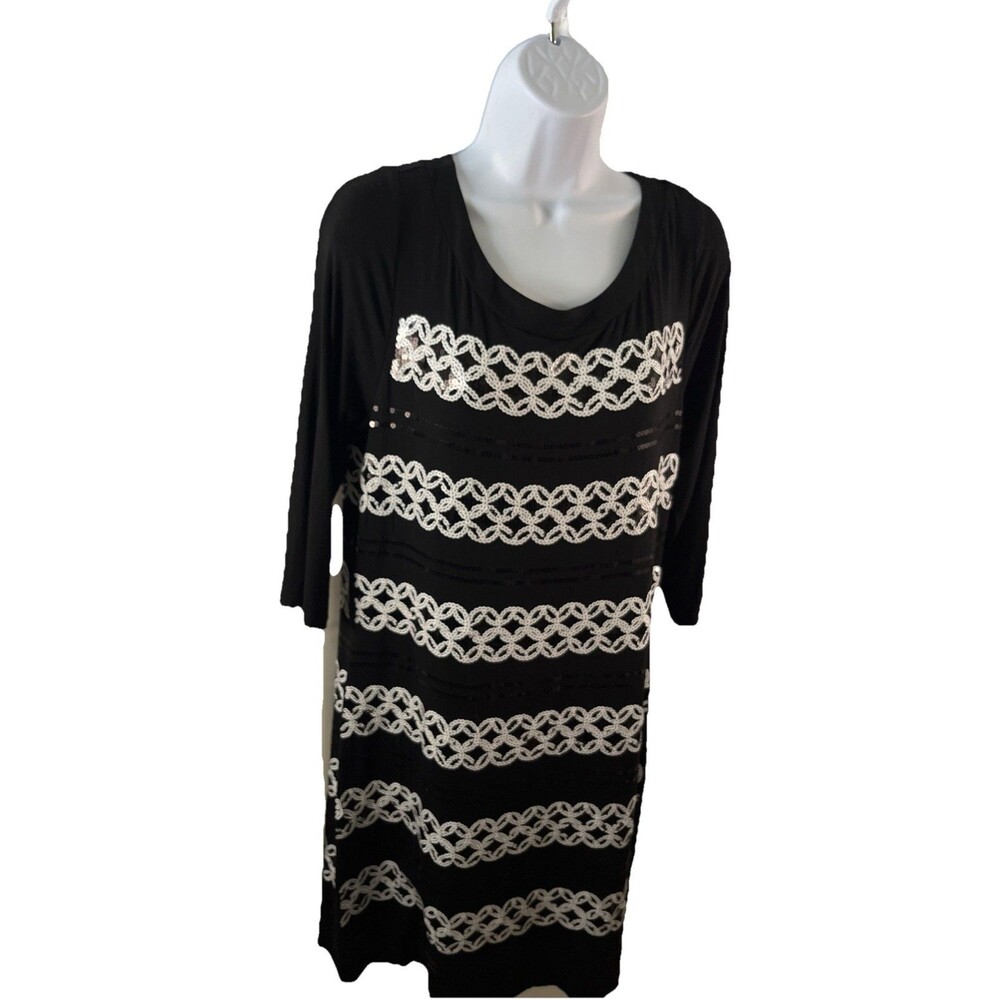 White House Black Market Women’s Black/white Sequin Dress Size L Formal